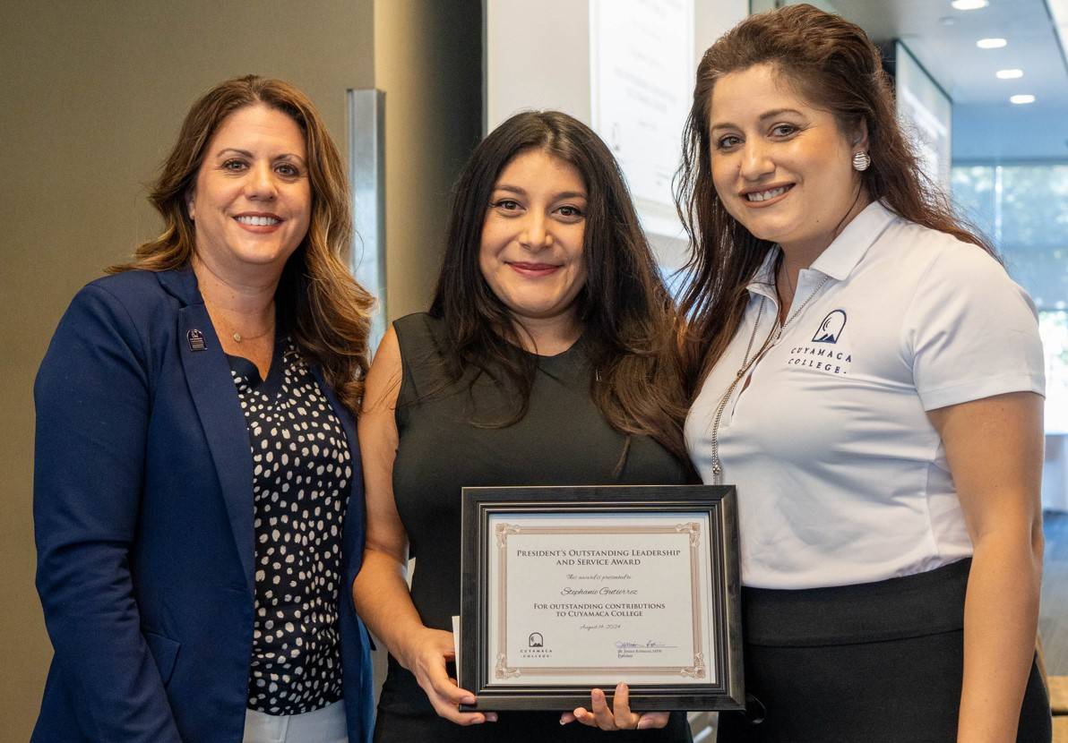 President Robinson, Stephanie Gutierrez, and Rana Al-Shaikh